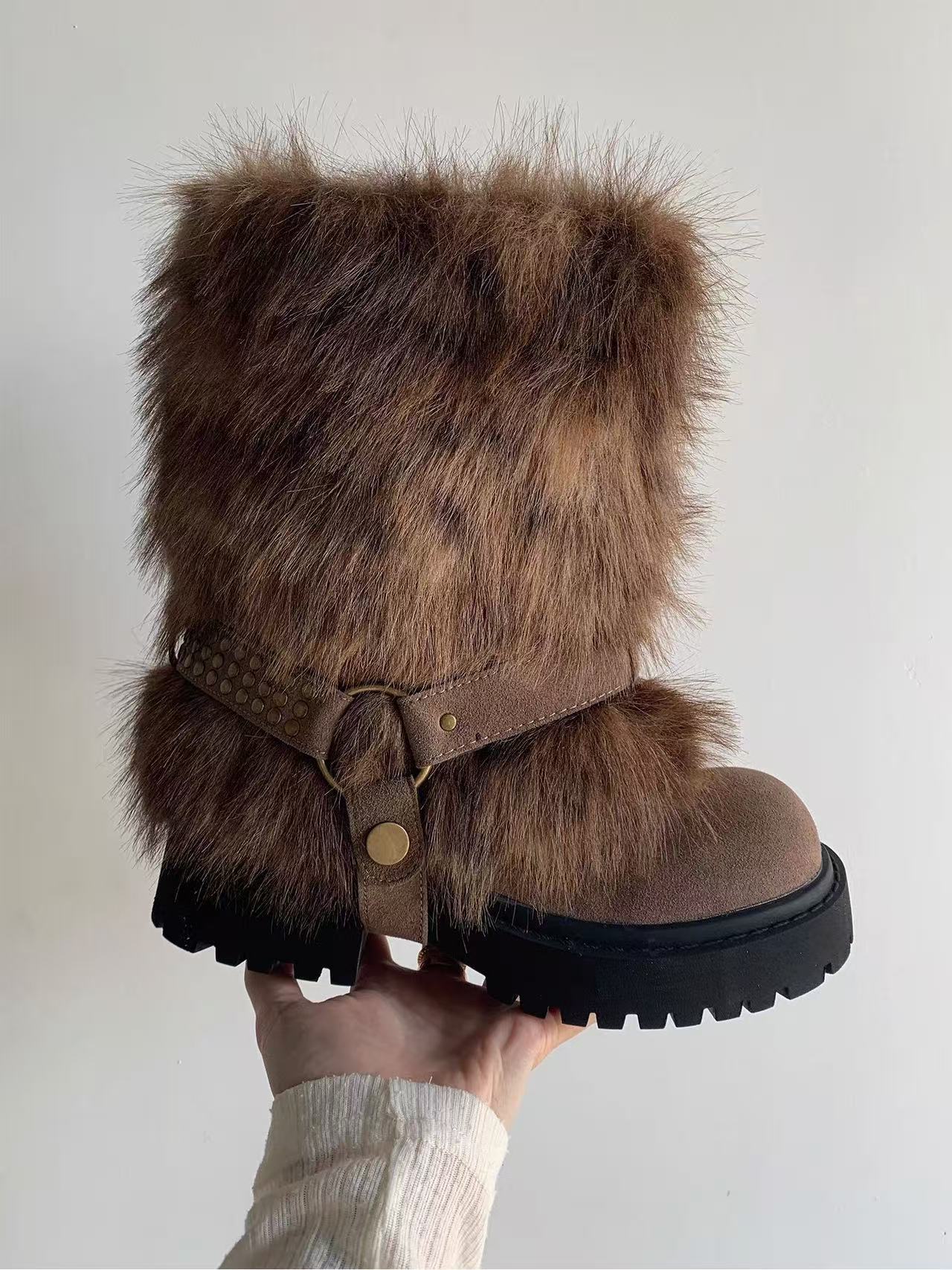 Winter Warm Furry Anti-slip Snow Boots For Women