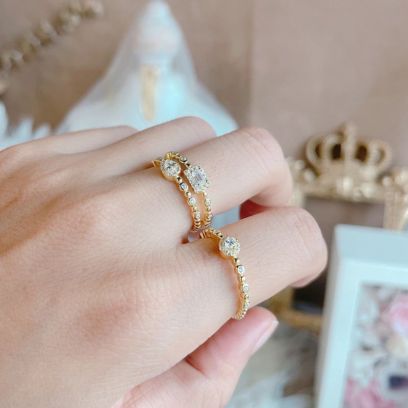 Korean And Japanese Popular Diamond-encrusted Stacking Rings For Women