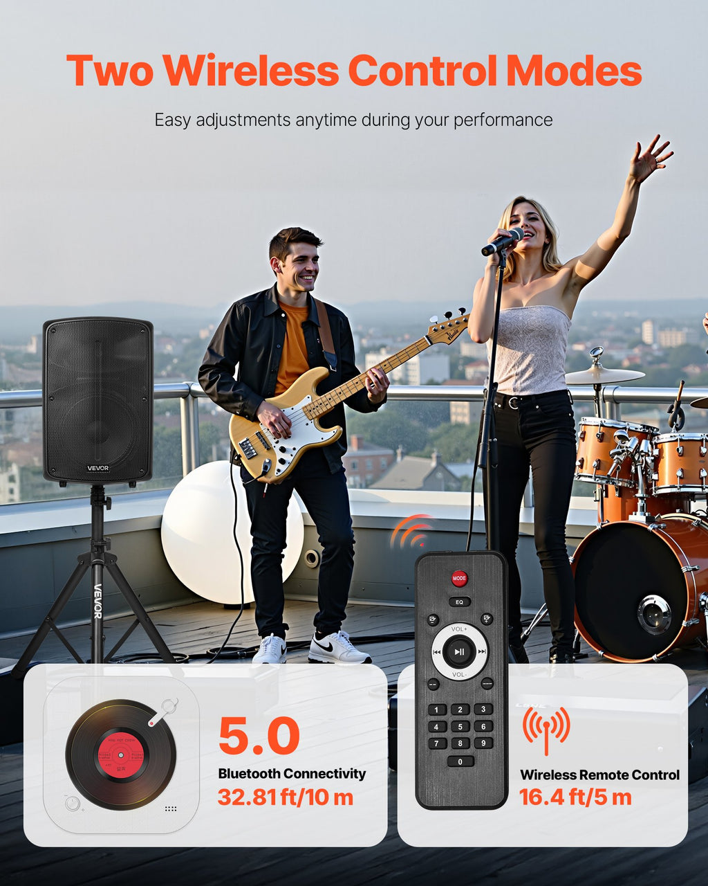 2 X 10 In Speakers PA System 800W Mixer Wireless Bluetooth Mic For DJ Party