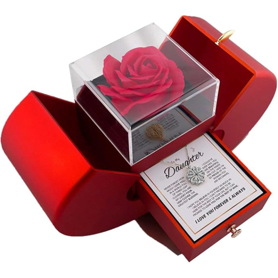 Heart-shaped Four-leaf Clover Micro-set Zircon Women's Necklace Gift Box