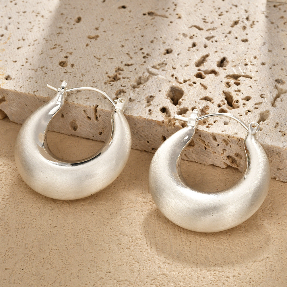 Retro Minimalist Hollow Brushed Earrings For Women