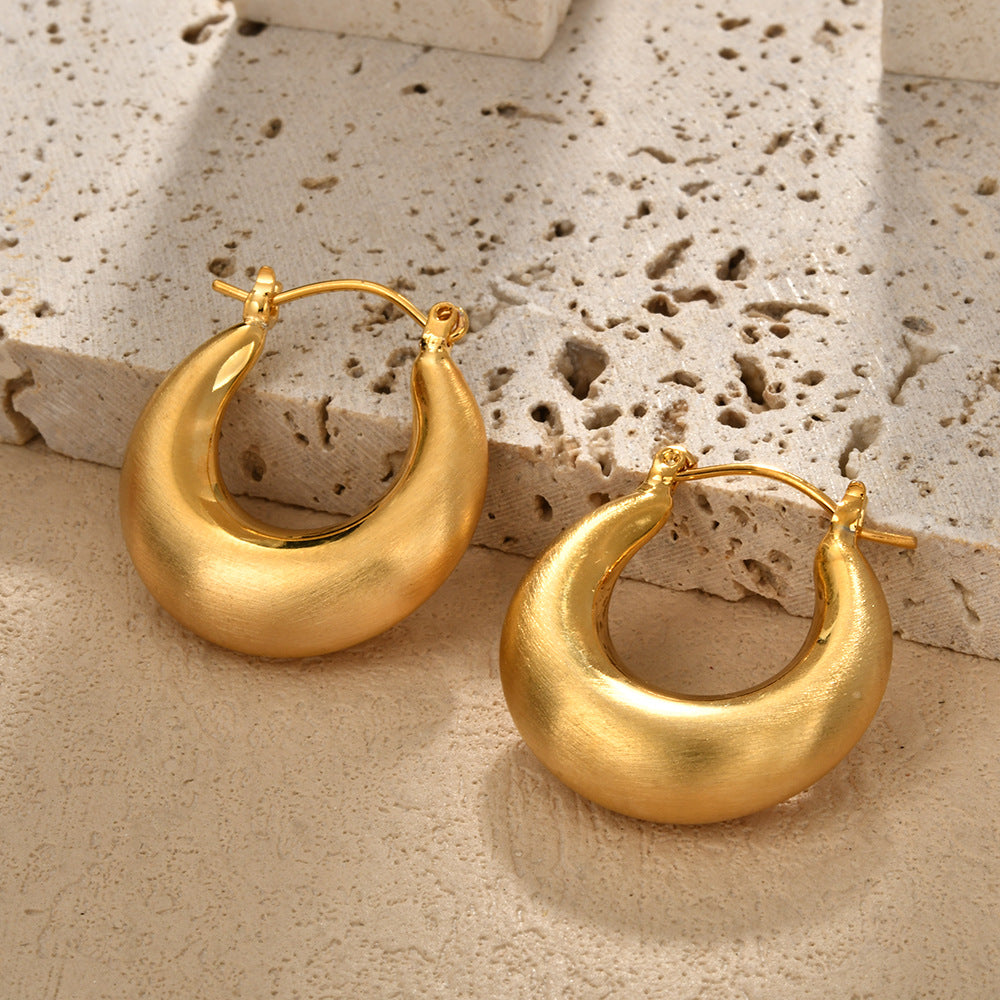 Retro Minimalist Hollow Brushed Earrings For Women