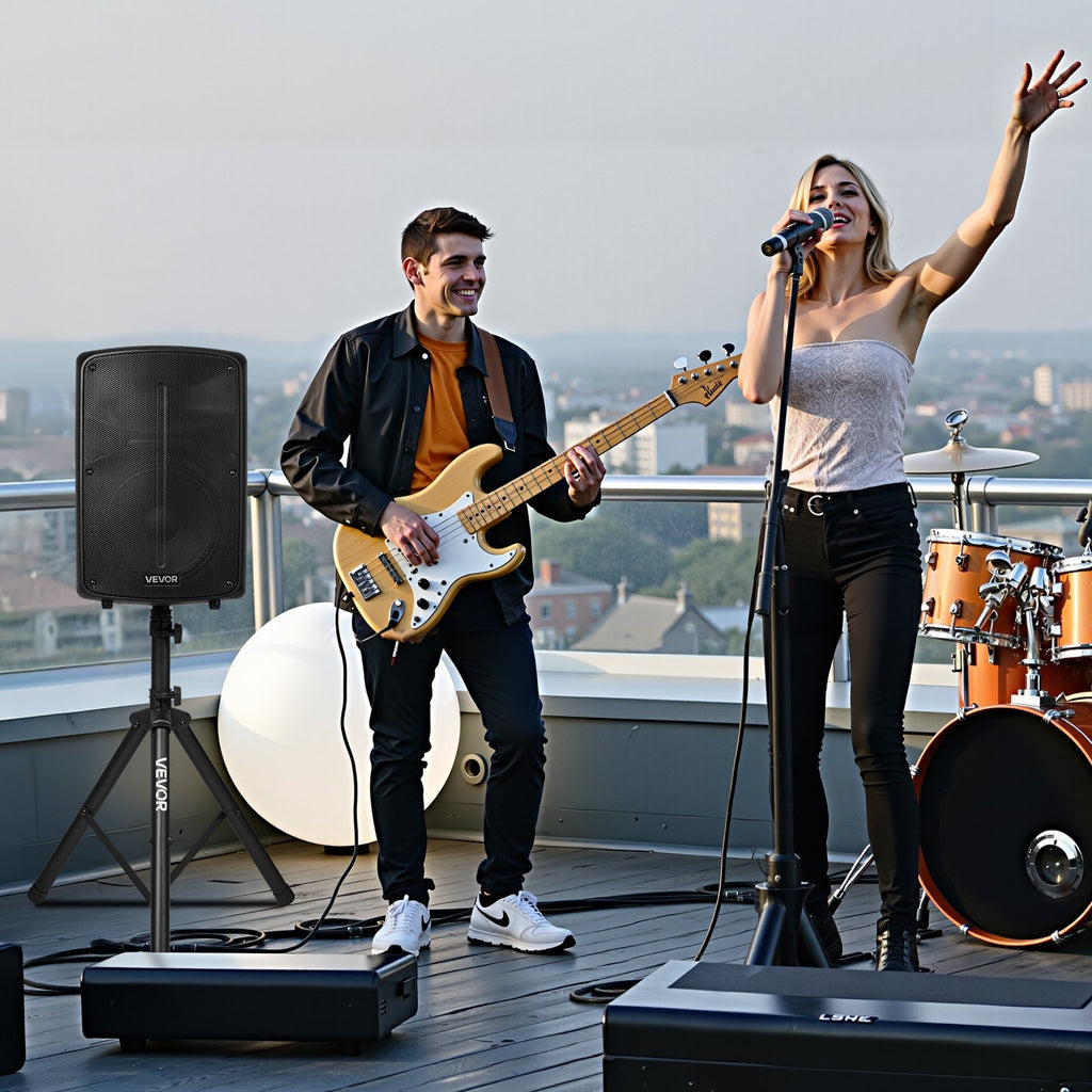 2 X 10 In Speakers PA System 800W Mixer Wireless Bluetooth Mic For DJ Party