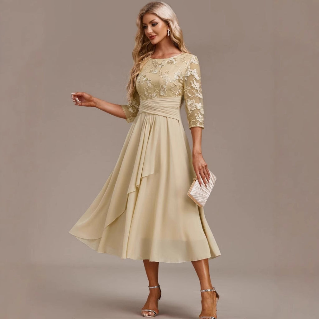 Round-neck Cross-border Spliced Elegant Lace Dress