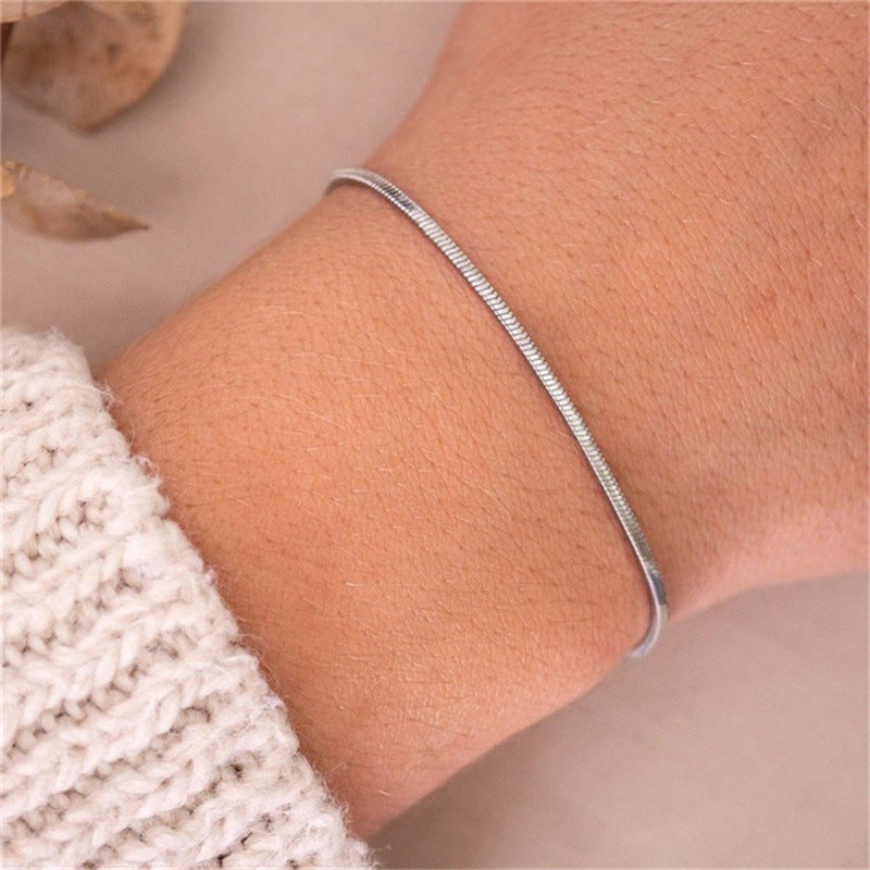 Personality Stainless Steel Snake Chain Bracelet Trendy Ornament Simple Thin Bangle Bracelet