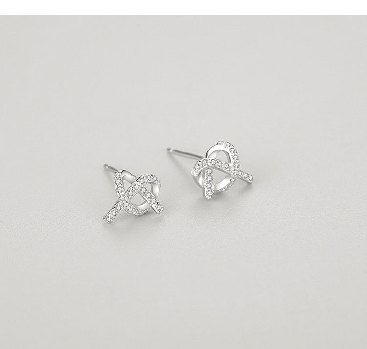 S925 Sterling Silver Micro-inlaid Fully Jeweled Loving Heart Cross Stud Earrings For Women