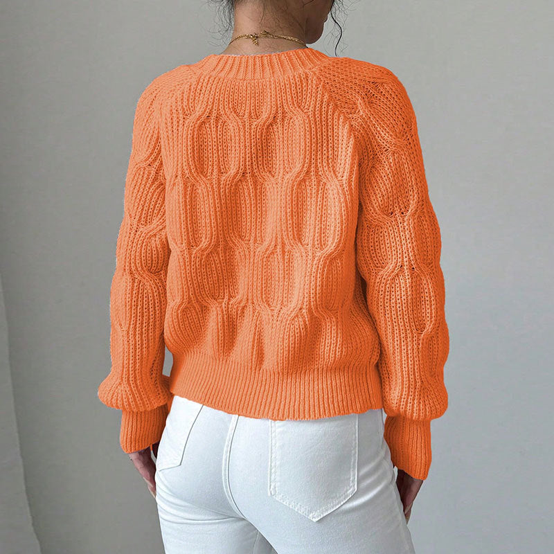 Women's Bow Cropped Cardigan - Long Sleeve V-Neck Button Down Knit Sweater Top