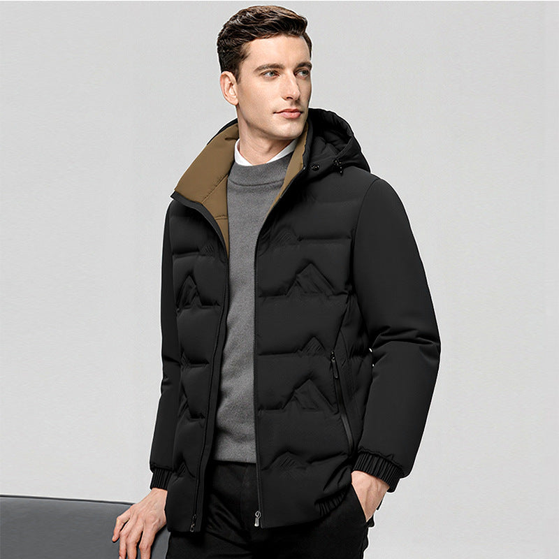 Winter Men's Thick Stand-up Collar Cotton Jacket For Business Casual
