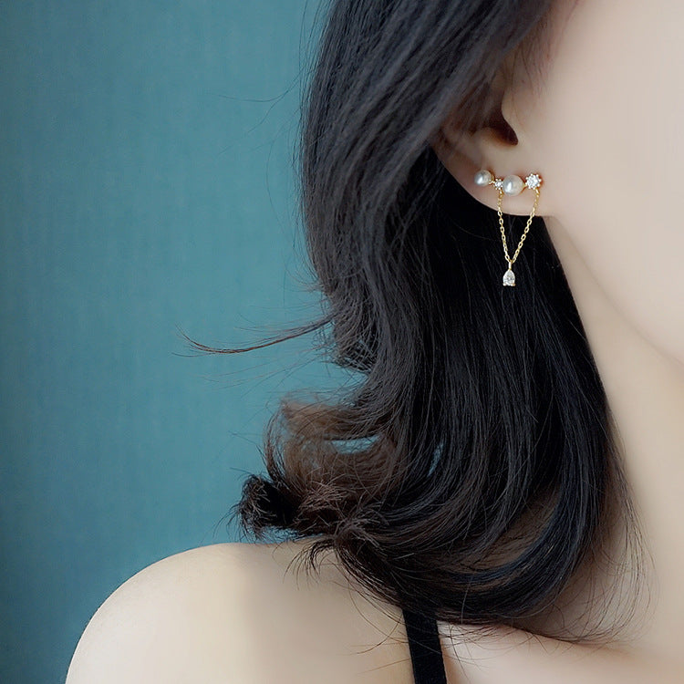 Sterling silver bead chain earrings