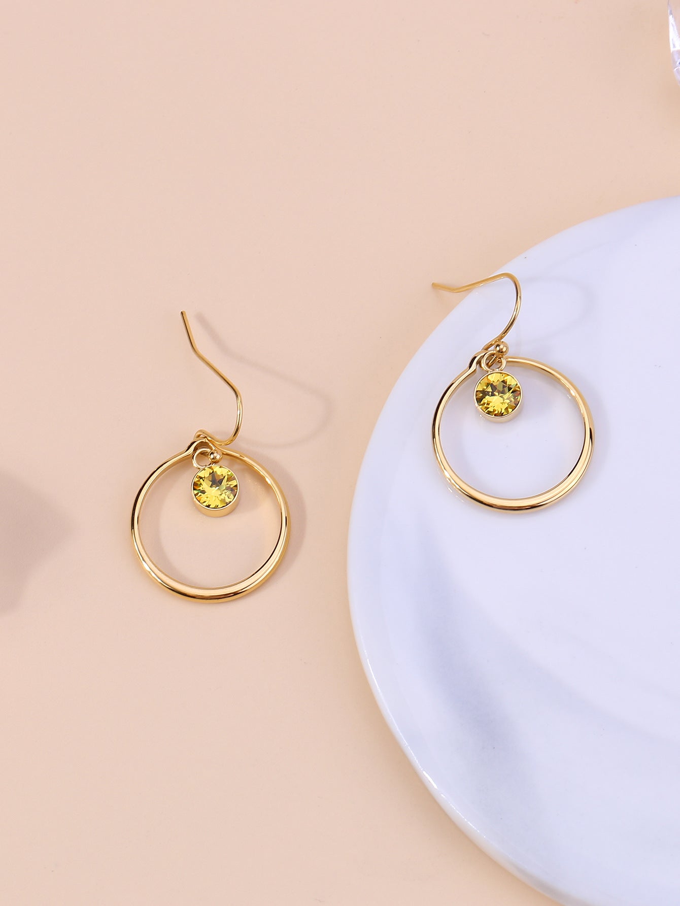 Titanium Steel Fashion Zirconia Circle Earrings