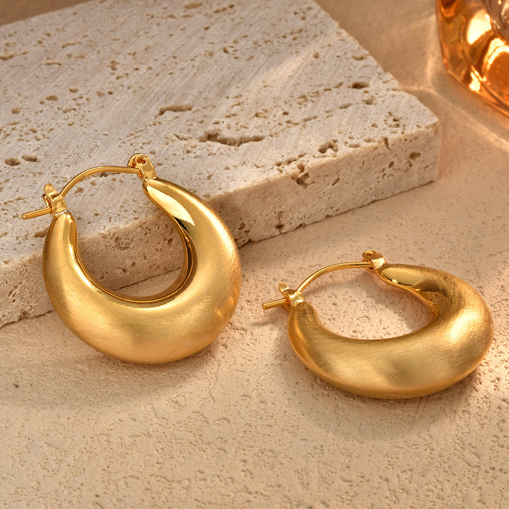 Retro Minimalist Hollow Brushed Earrings For Women