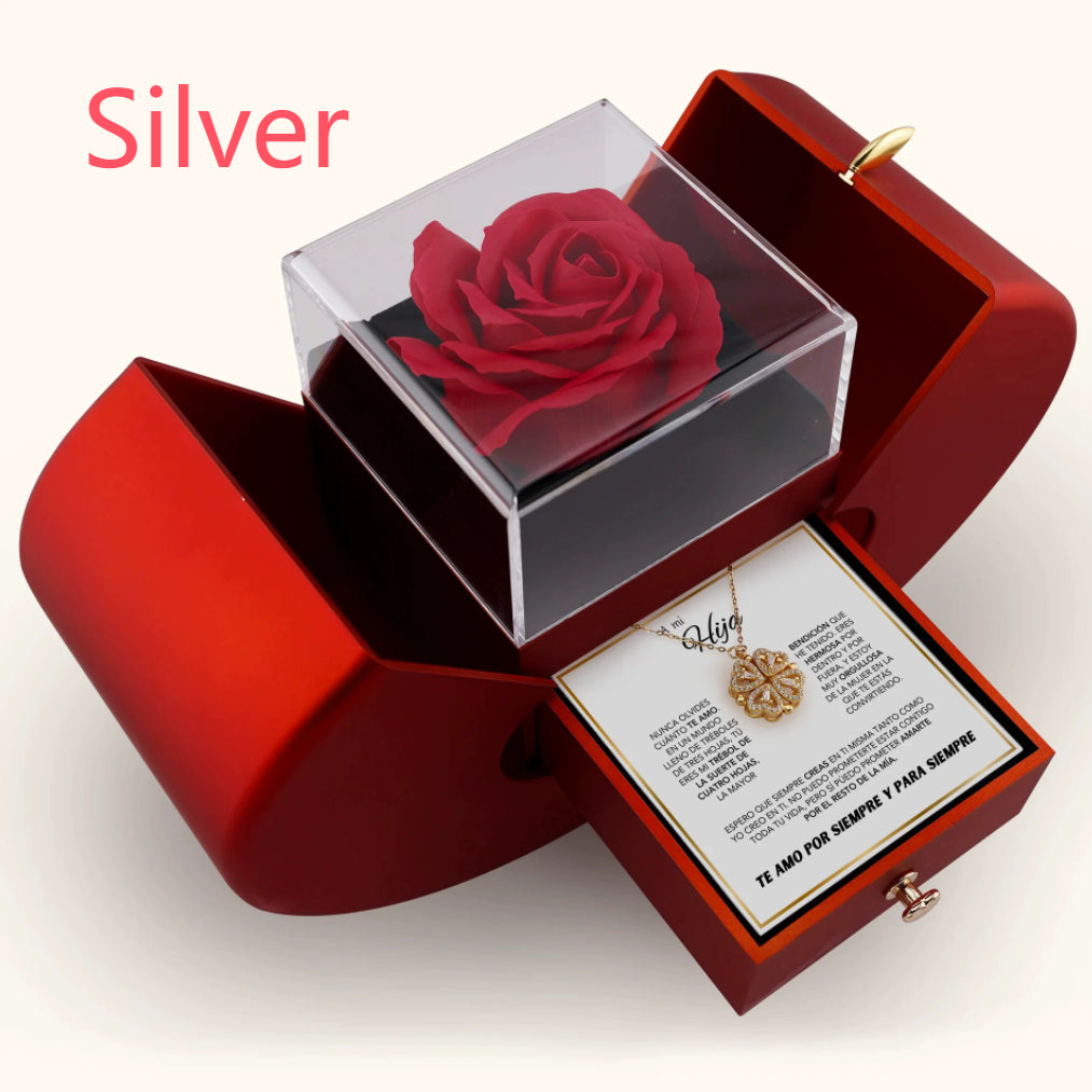 Heart-shaped Four-leaf Clover Micro-set Zircon Women's Necklace Gift Box