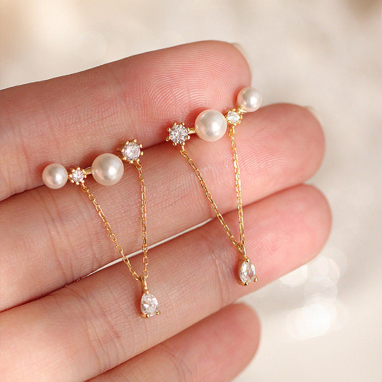 Sterling silver bead chain earrings