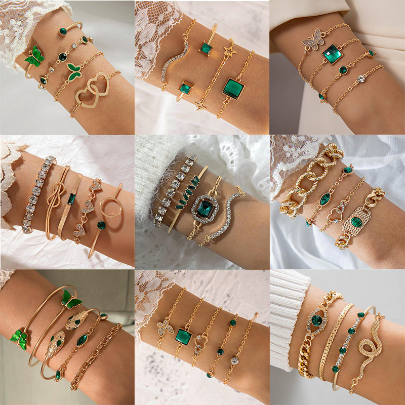 Fashion Special Diamond Jade Bracelet Suit