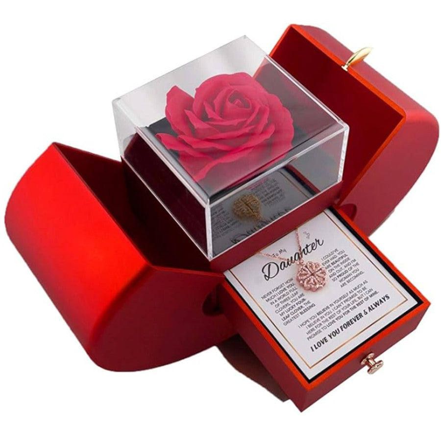 Heart-shaped Four-leaf Clover Micro-set Zircon Women's Necklace Gift Box