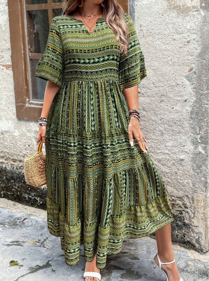 Spring And Summer Tribal Print Casual Women's Dress