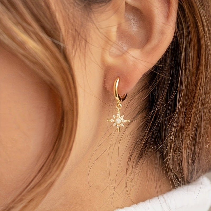Eight-pointed Star Opal Earrings For Women