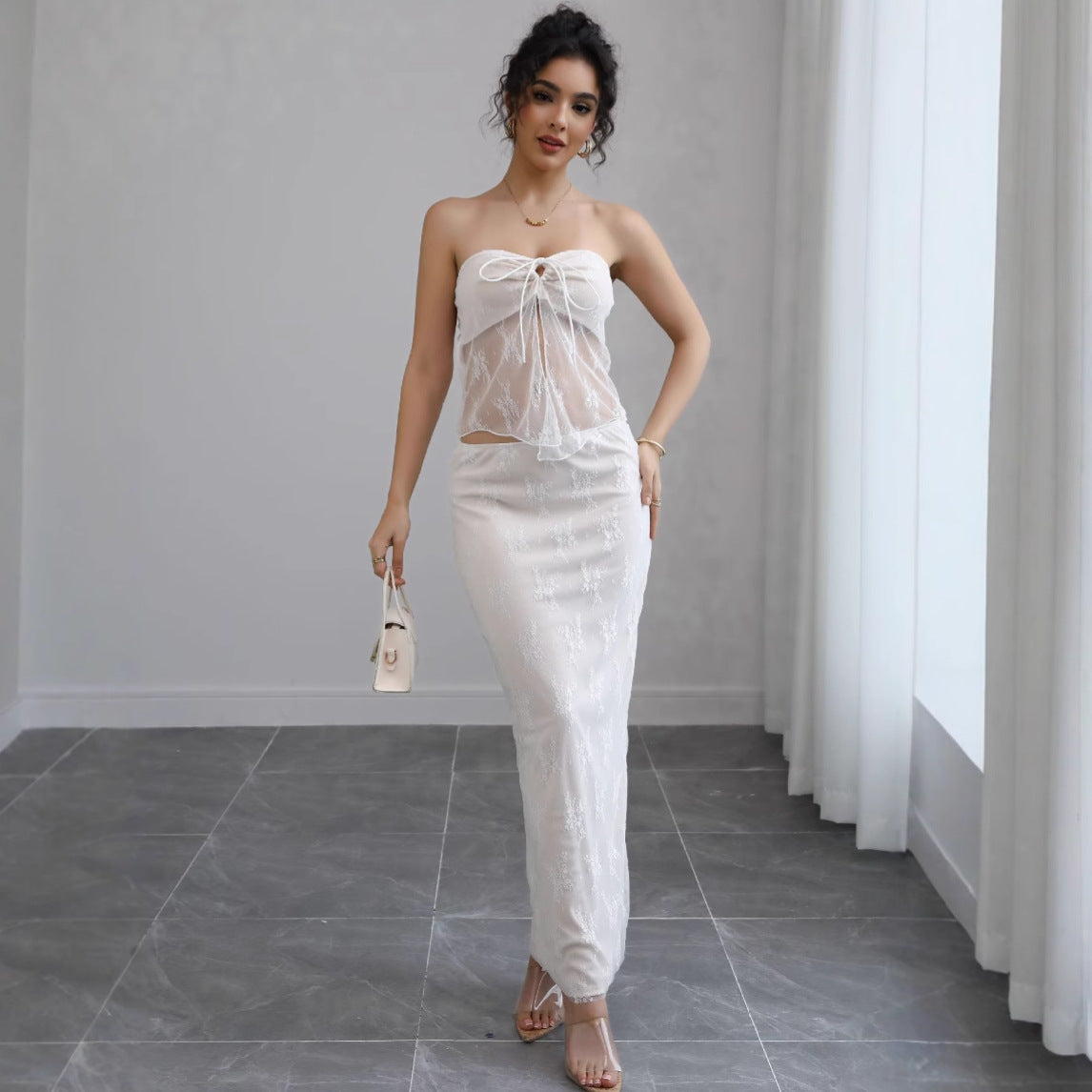 High-end Lace Camisole And Skirt Two-piece Set
