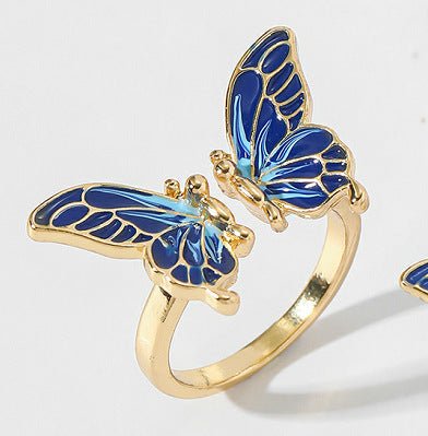 Fashionable High-end Adjustable Butterfly Pearl Ring