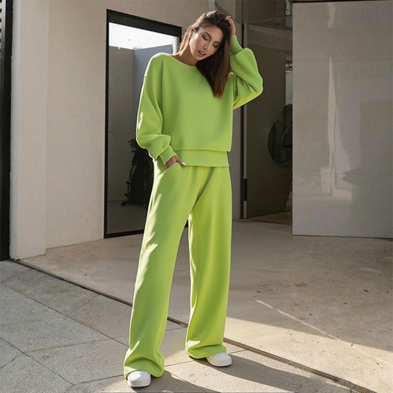 Women's Solid Color Fashionable European And American Sportswear Casual Set