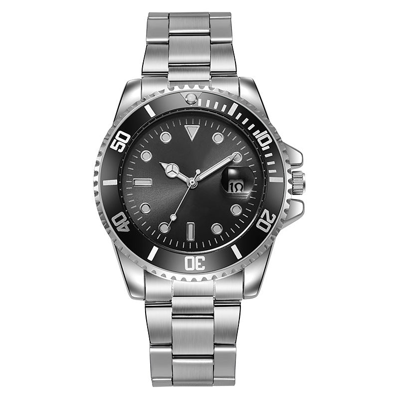 Luminous Solid Steel Strap Single Calendar Men's Watch