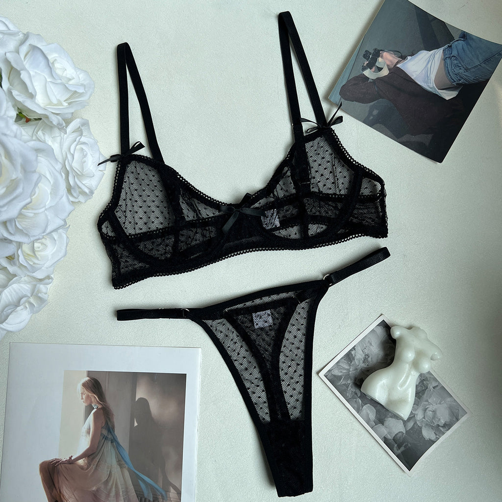 Sexy Lingerie French Bra Ultra-thin Mesh Lingerie Set