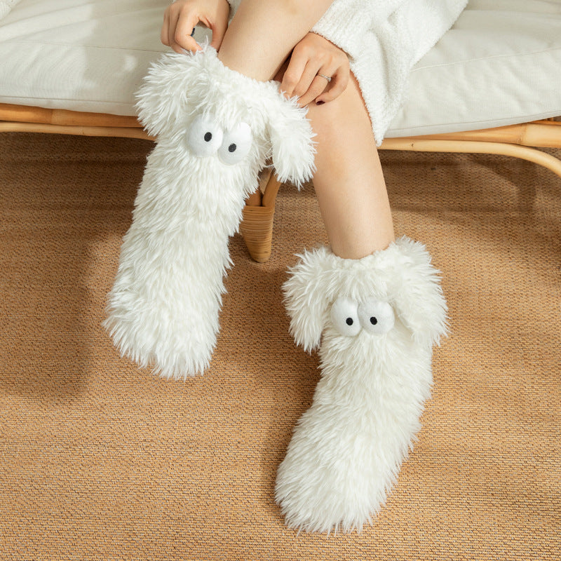 Thickened And Fleece Anti-slip Women's Plush Snow Socks And Shoe Covers