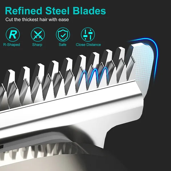 All In One Beard Trimmer For Men With 5 Trimmer Heads IPX5 Waterproof Electric Razor For Face Nose Body Beard Cordless Hair Shaver Clipper Grooming Kit For Men Husband Father