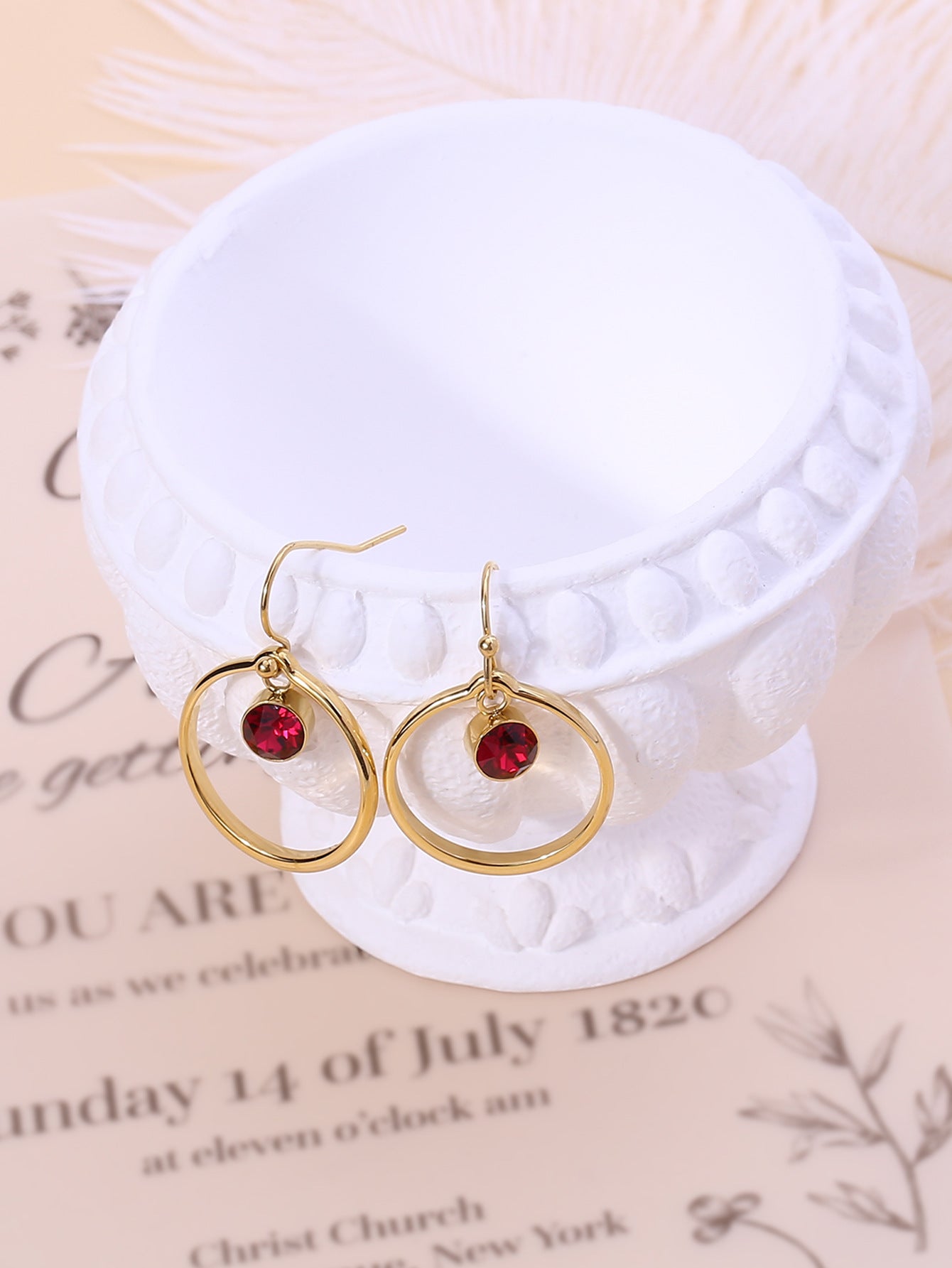 Titanium Steel Fashion Zirconia Circle Earrings