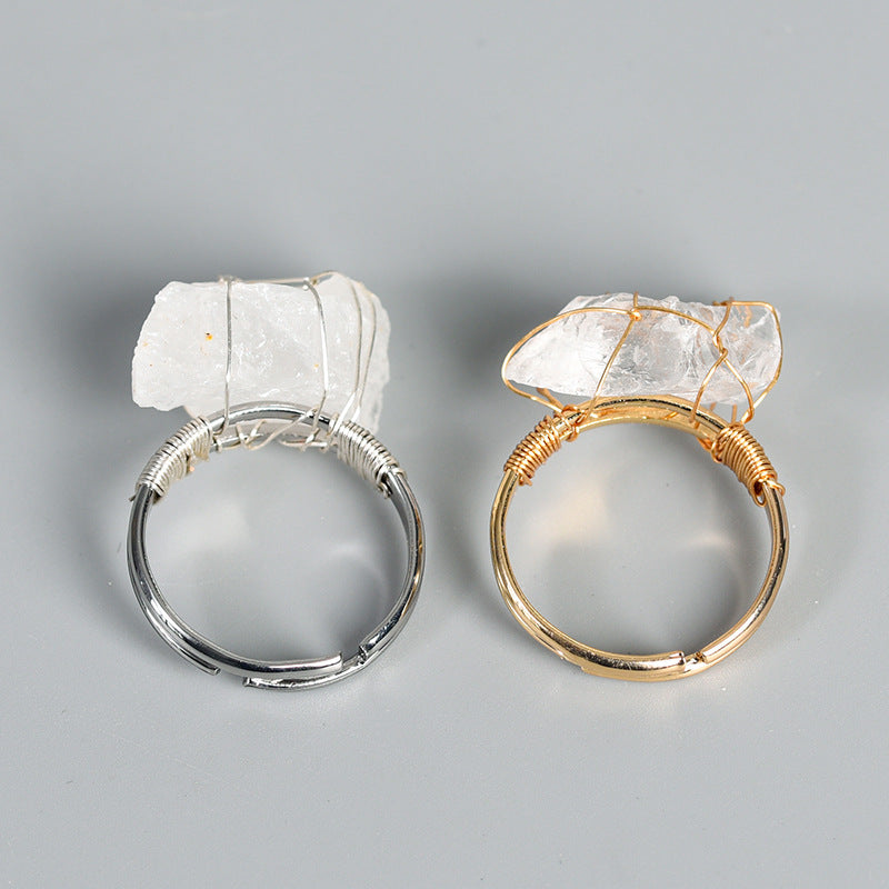 Fashion Natural Amethyst Adjustable Ring