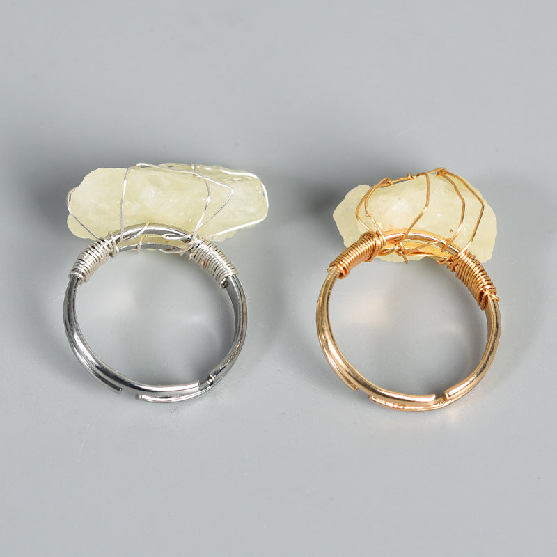 Fashion Natural Amethyst Adjustable Ring