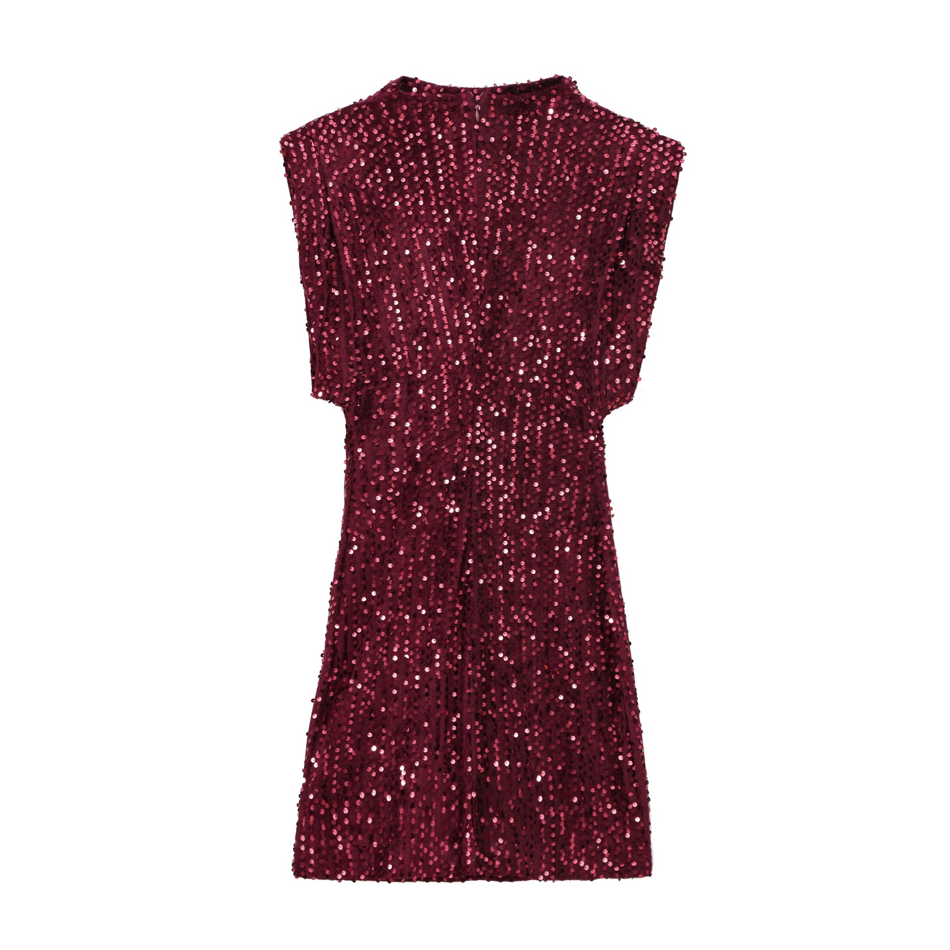 Sequins Decorated Sleeveless Shoulder Pad Sequin Dress