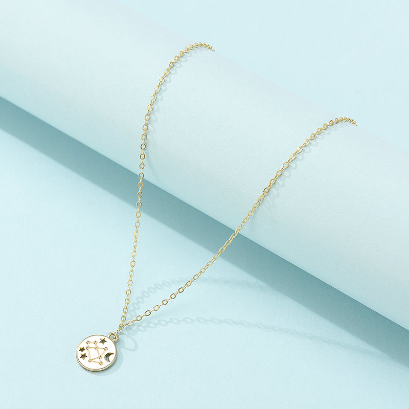 Geometric Round Pendant Six-pointed Star Necklace