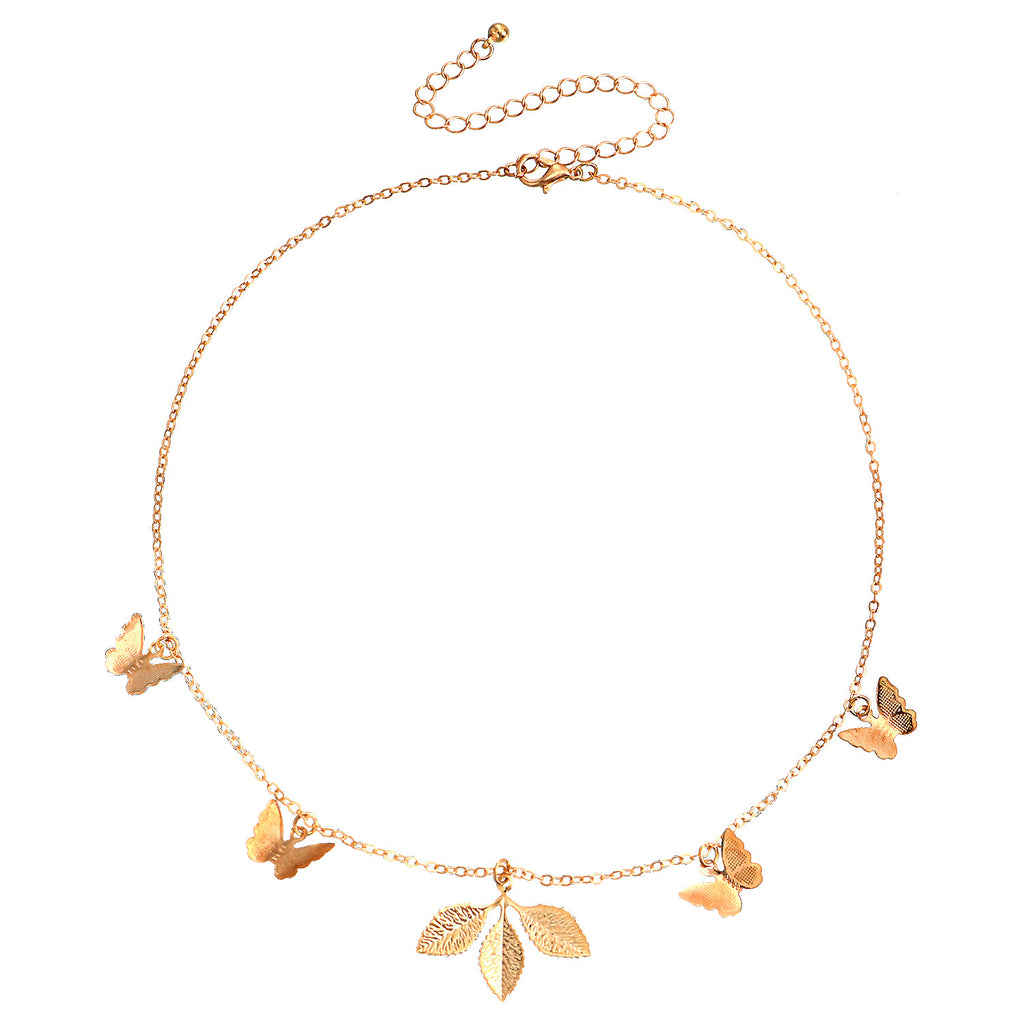 Clover Butterfly Pendant Necklace Women