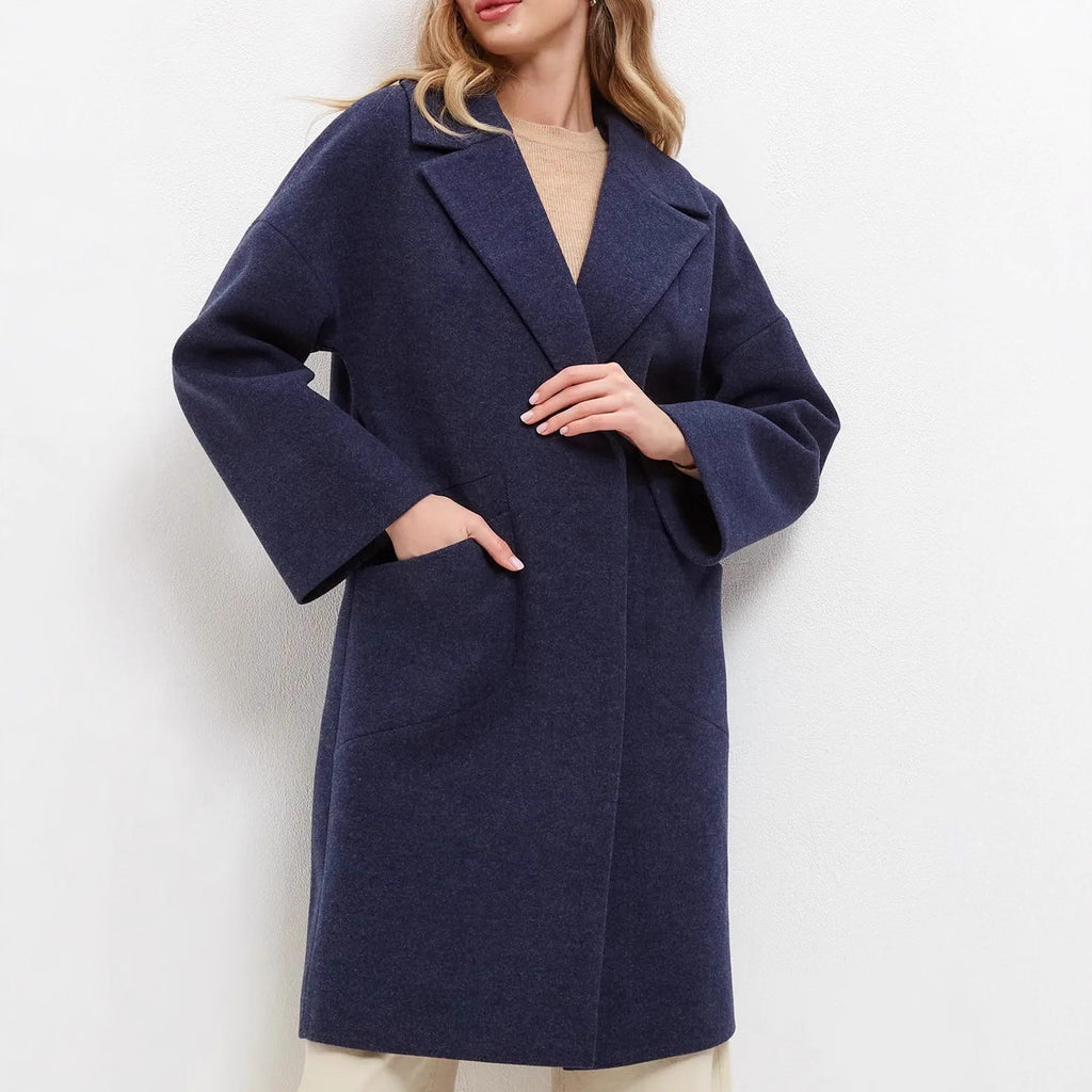 Long Wool Coat With Pockets For Women
