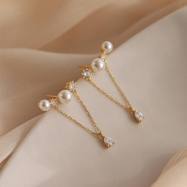 Sterling silver bead chain earrings