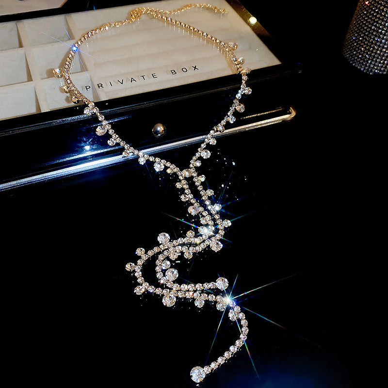 Diamond Flower Tassel Necklace Light Luxury High-grade Sweater Chain