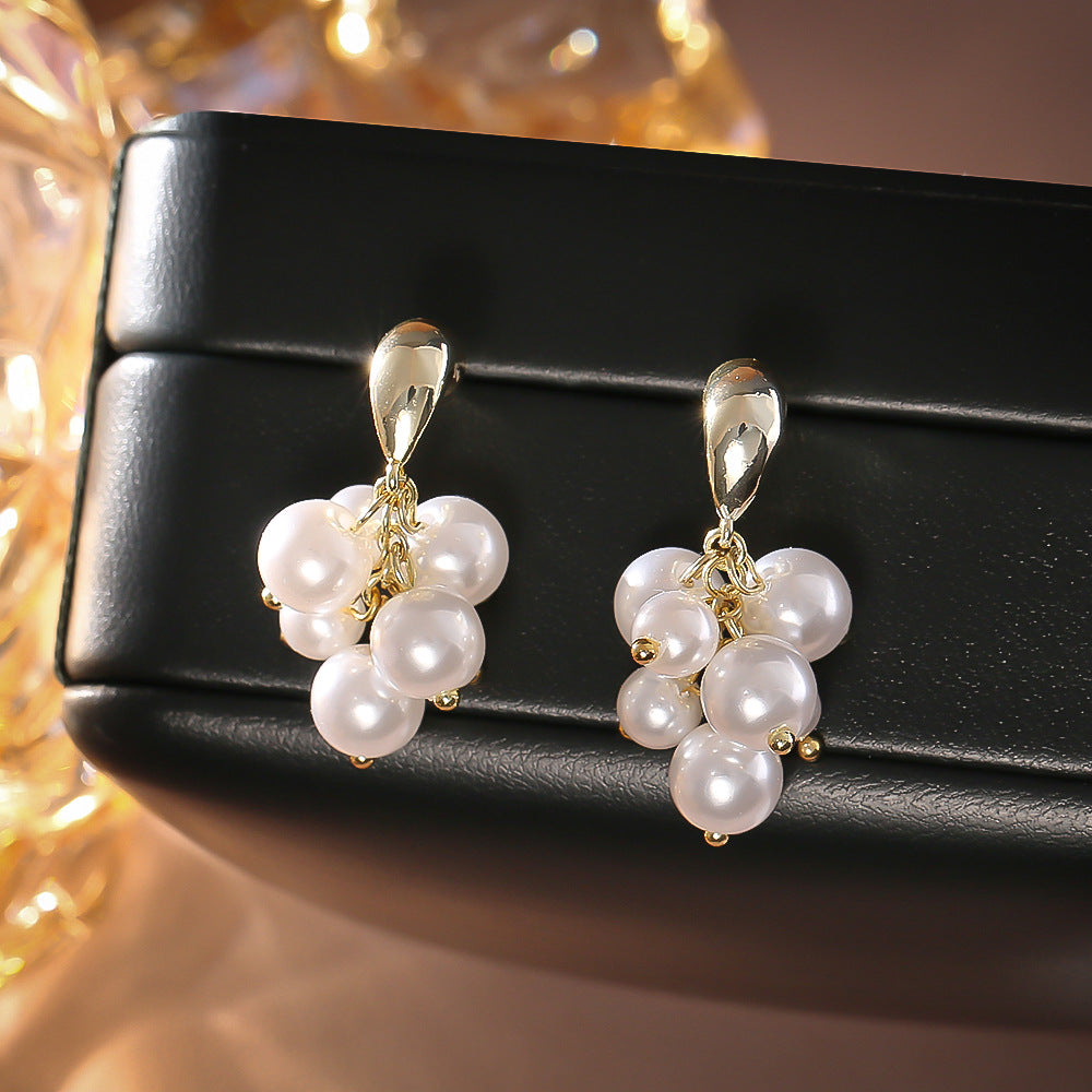 Pearl Grape Cluster Earrings High-end Feel