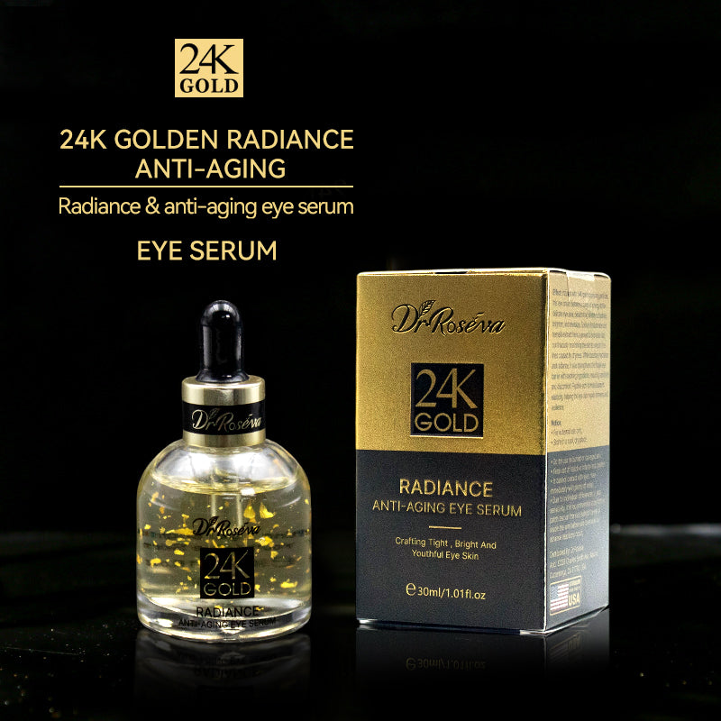 DR.ROSEVA 24k Gold Eye Serum Organic Anti-Aging Eye Serum Hyaluronic Acid Peptide Collagen For Face Elasticity Anti-Wrinkle