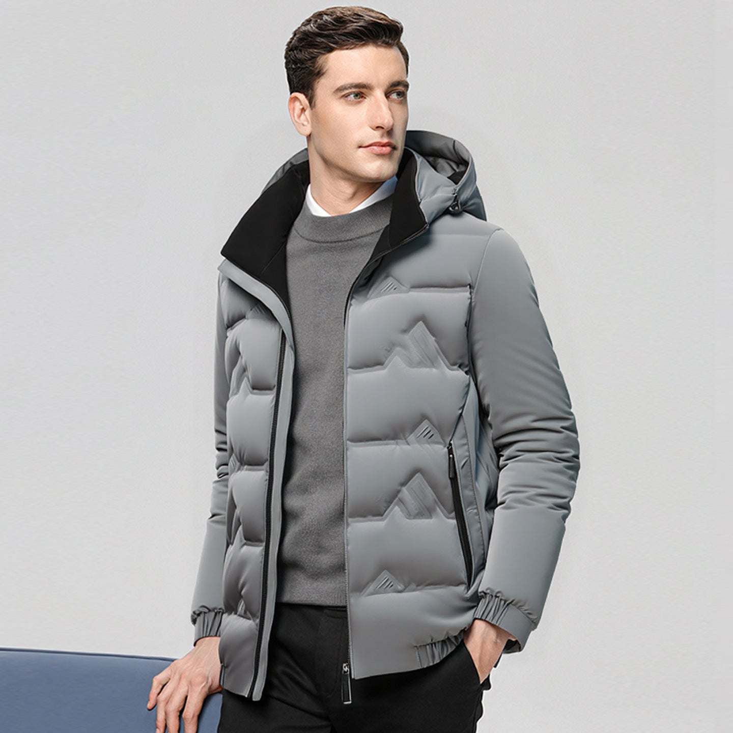 Winter Men's Thick Stand-up Collar Cotton Jacket For Business Casual