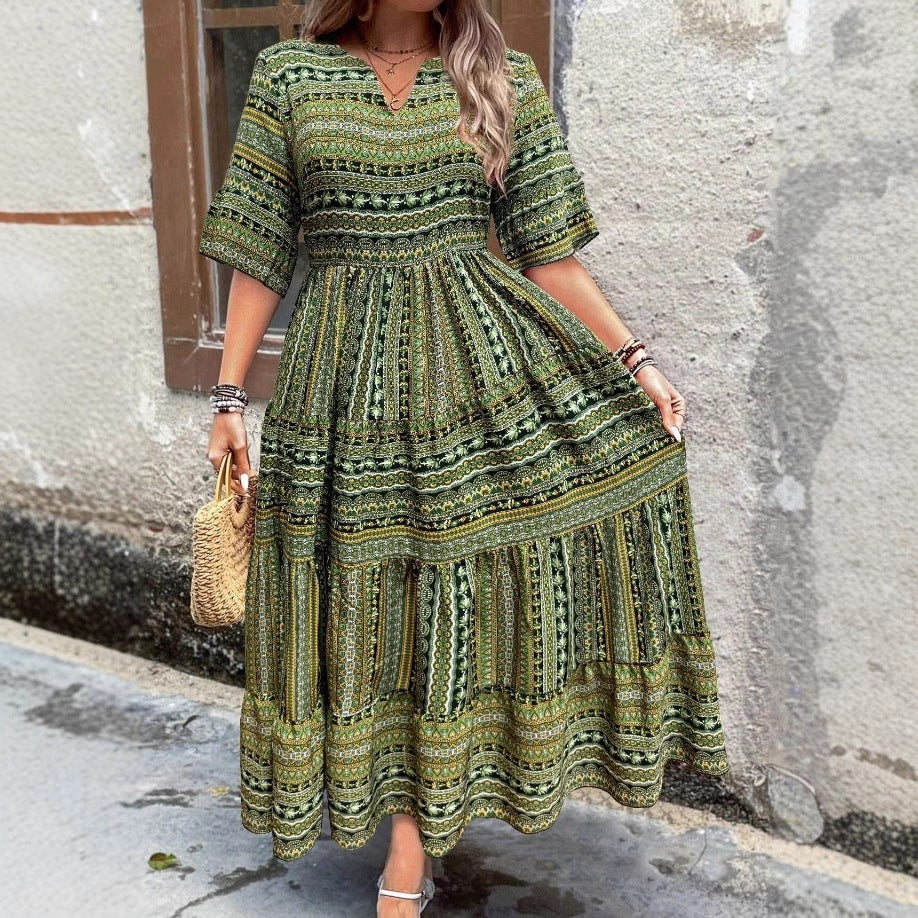 Spring And Summer Tribal Print Casual Women's Dress