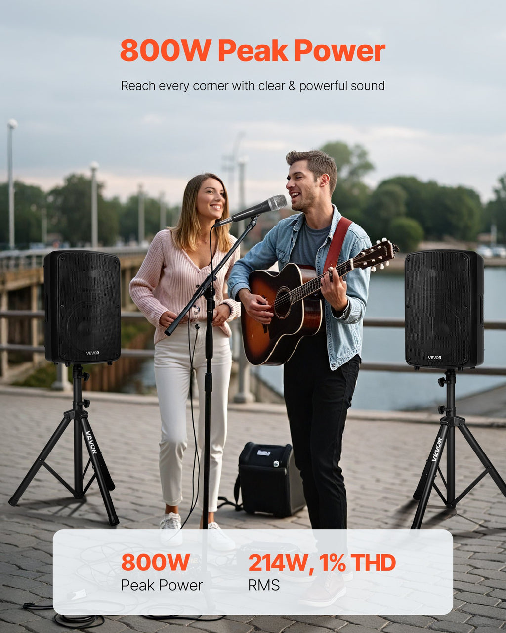 2 X 10 In Speakers PA System 800W Mixer Wireless Bluetooth Mic For DJ Party