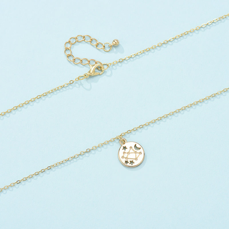 Geometric Round Pendant Six-pointed Star Necklace