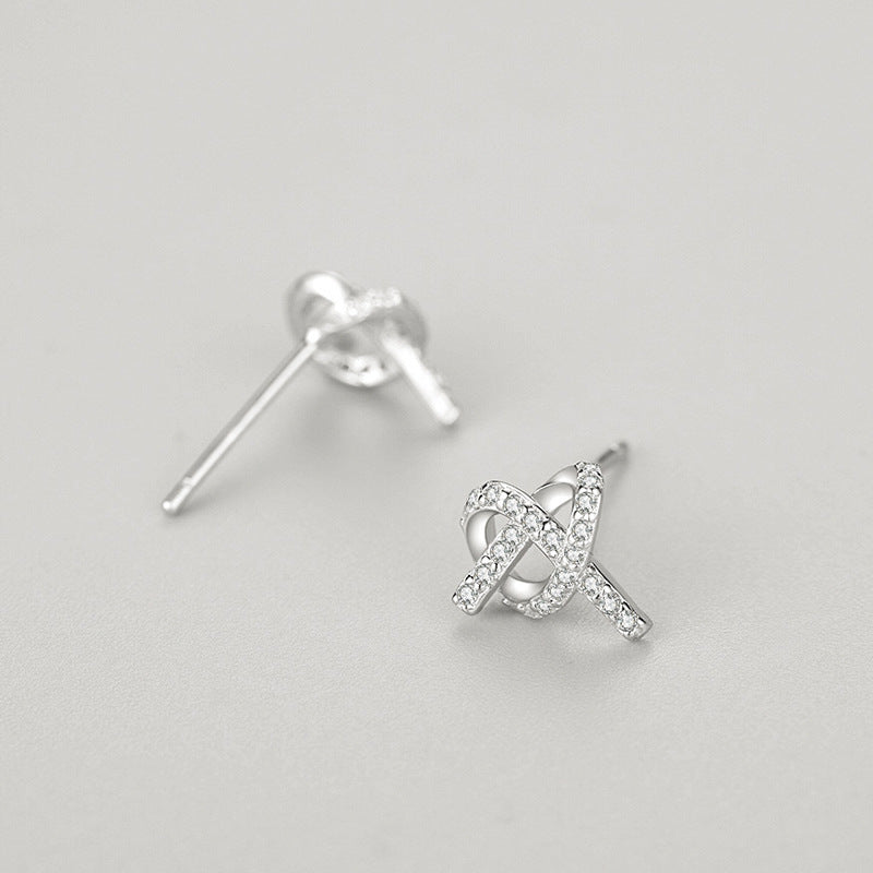 S925 Sterling Silver Micro-inlaid Fully Jeweled Loving Heart Cross Stud Earrings For Women