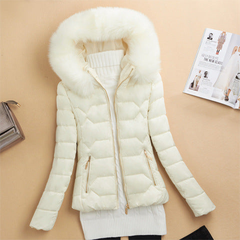 Big Fur Collar Cotton Coat Women