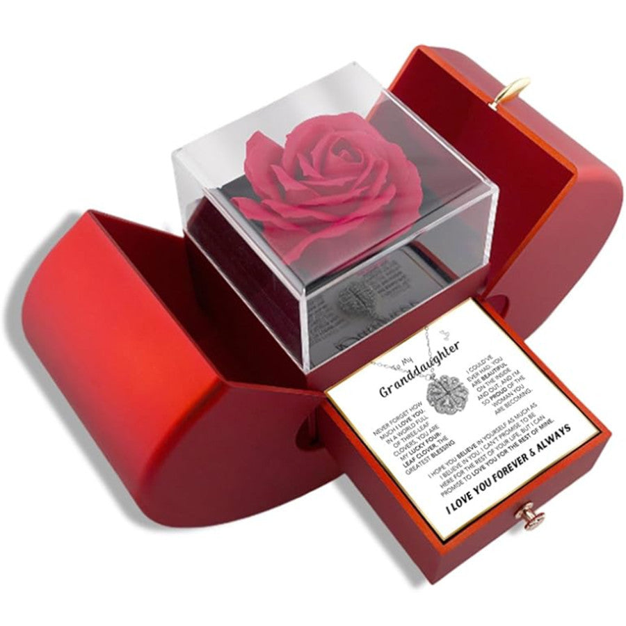 Heart-shaped Four-leaf Clover Micro-set Zircon Women's Necklace Gift Box