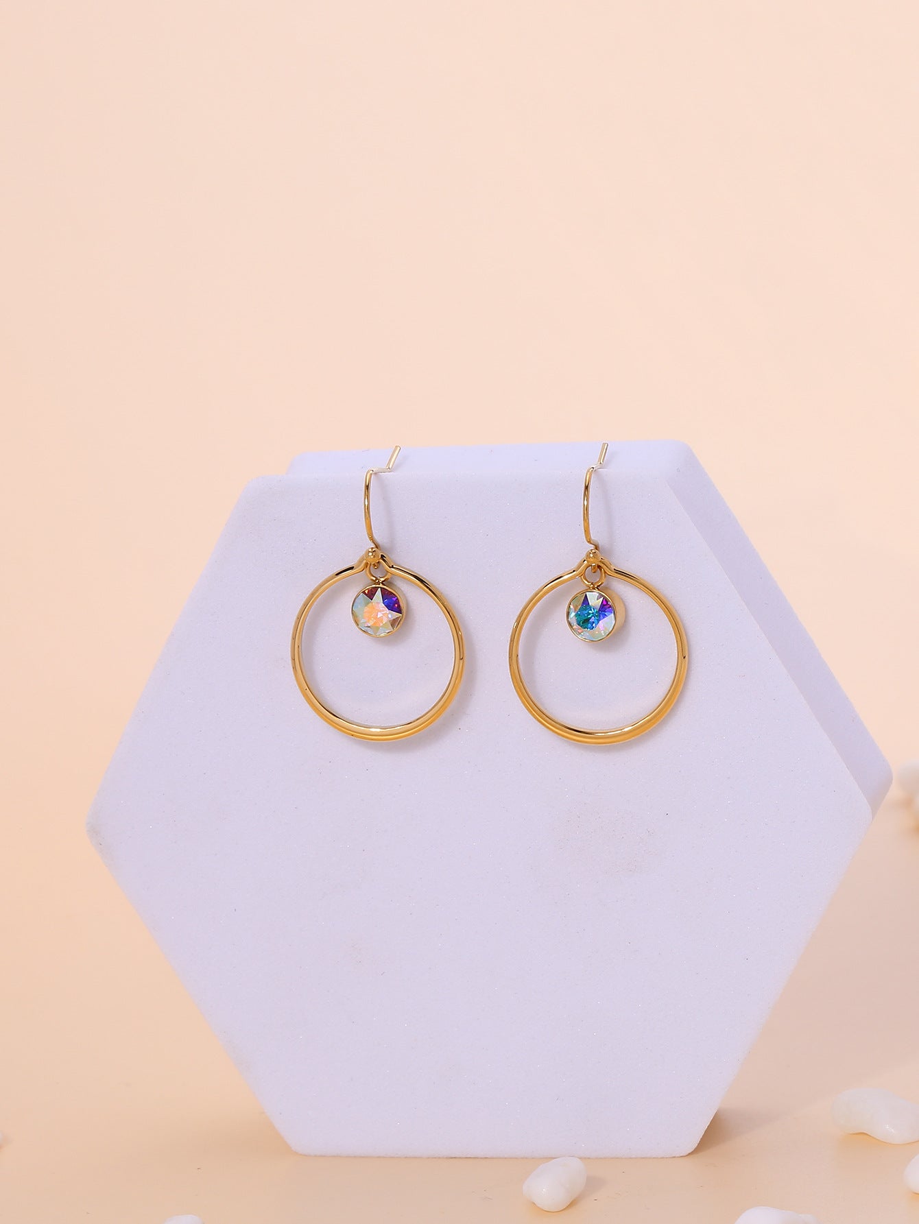 Titanium Steel Fashion Zirconia Circle Earrings