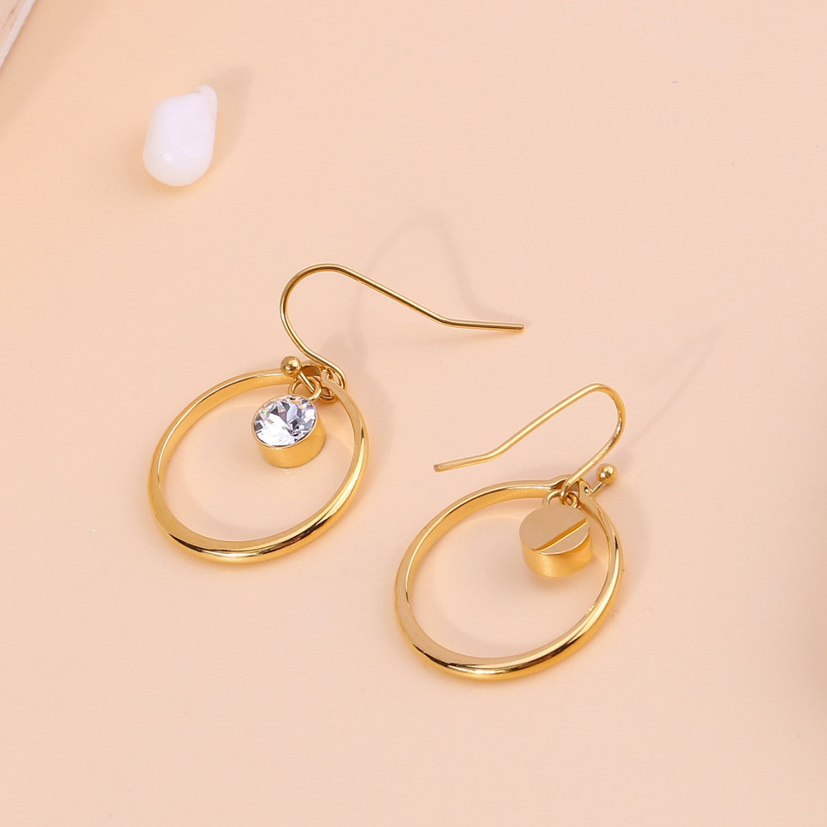 Titanium Steel Fashion Zirconia Circle Earrings