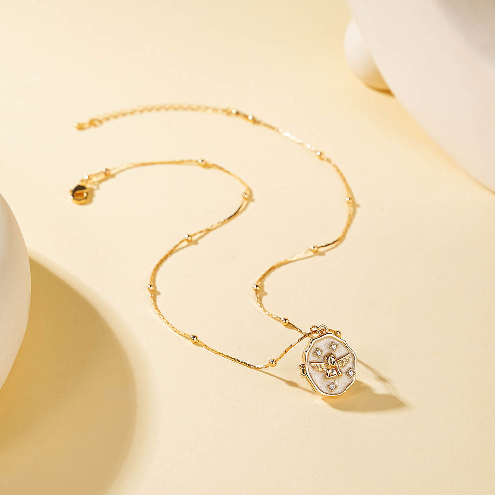 Angel Photo Opening And Closing Box, Cute Pet Photo Frame, Vintage Necklace