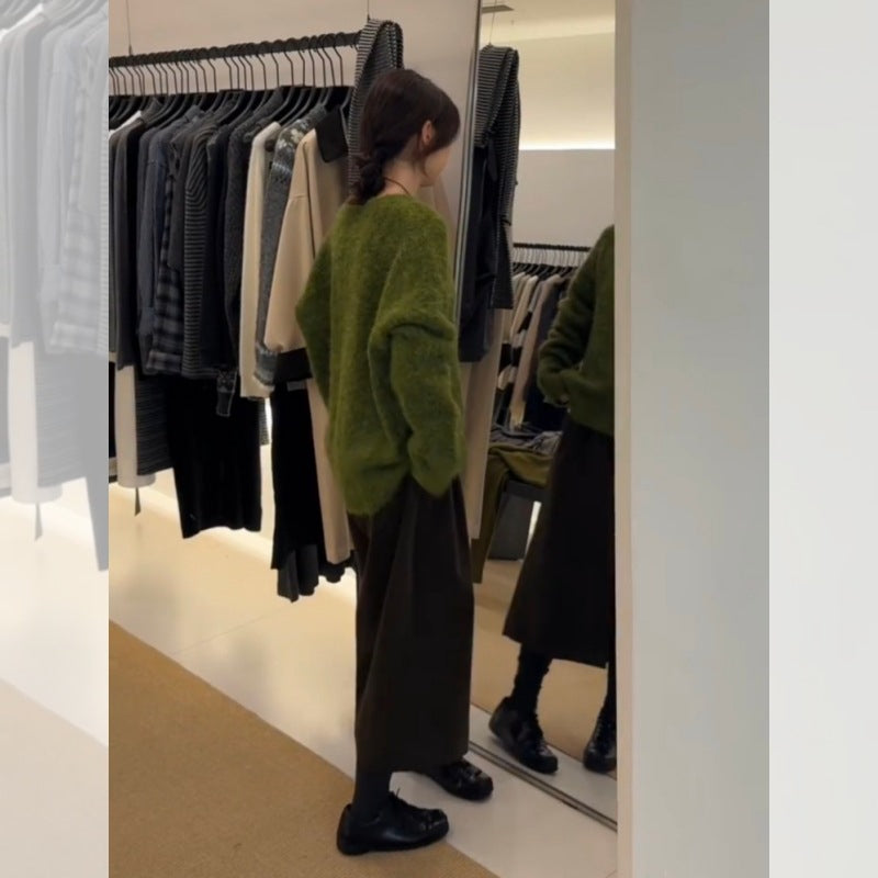 Lazy High-end Green Sweater Women